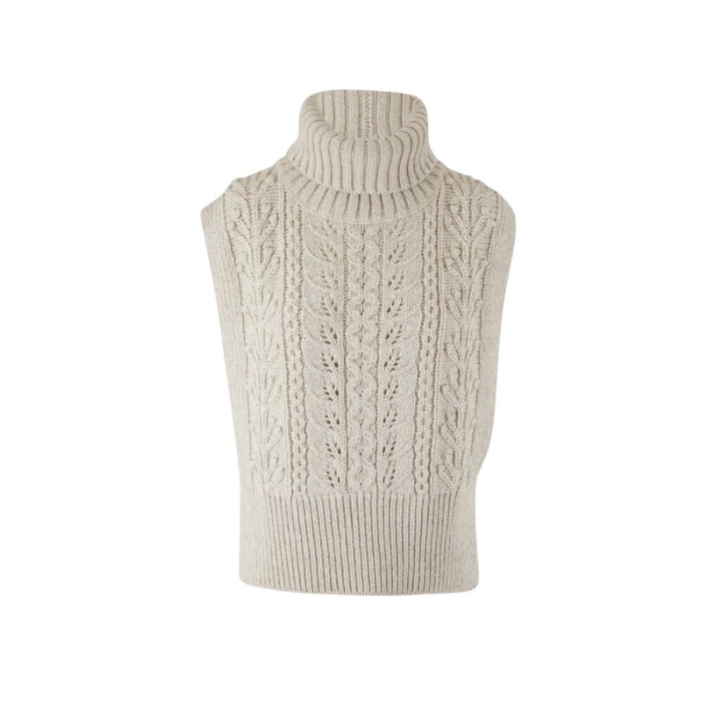 Veronica Beard Collina Sweater Vest Womens XS Small Oatmeal Beige Cable Knit